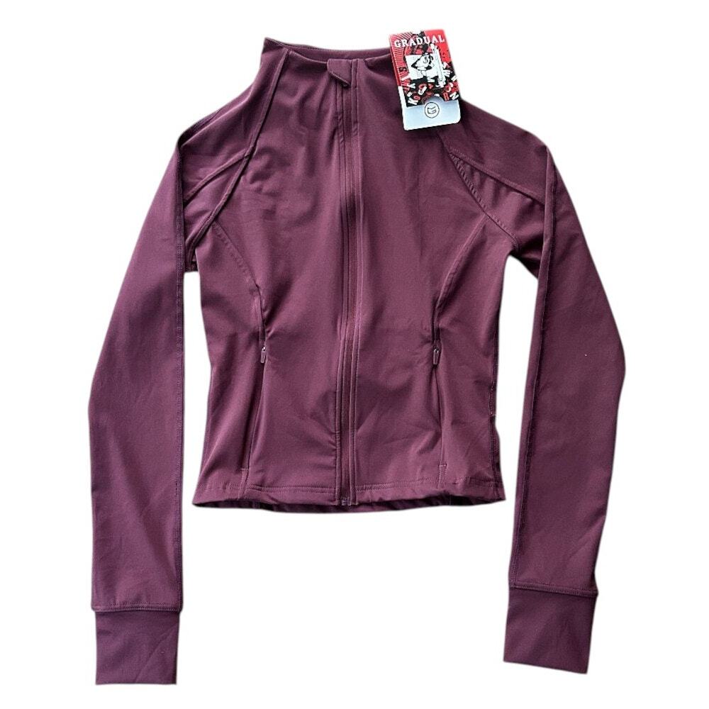 NWT G Gradual Full Zip Thumb Hole Plum Red Athletic Jacket XS